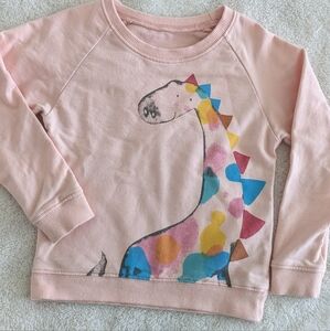 Light Pink Dinosaur Kids Crew Neck Sweatshirt. Size 2T-3T